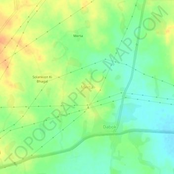 Mappa topografica Merta, altitudine, rilievo