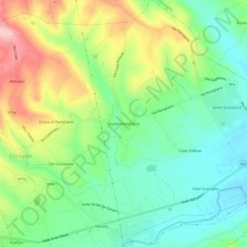Mappa topografica Scuole Ravigliano, altitudine, rilievo