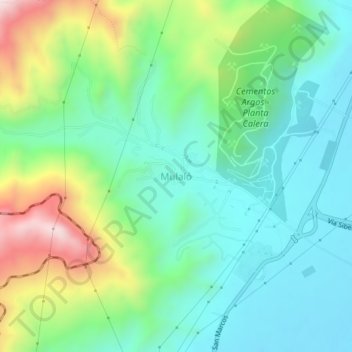 Mappa topografica Mulaló, altitudine, rilievo