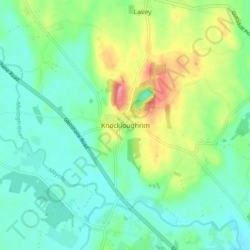 Mappa topografica Knockloughrim, altitudine, rilievo