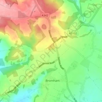 Mappa topografica Chittoe Heath, altitudine, rilievo