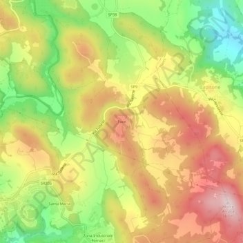 Mappa topografica Foce, altitudine, rilievo