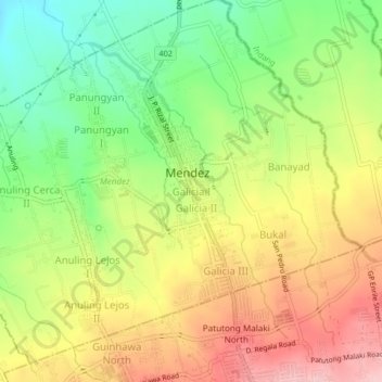Mappa topografica Galicia I, altitudine, rilievo