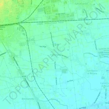 Mappa topografica Campigo, altitudine, rilievo