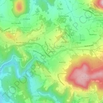 Mappa topografica Lachamp, altitudine, rilievo