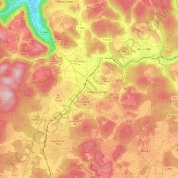 Mappa topografica Engstingen, altitudine, rilievo