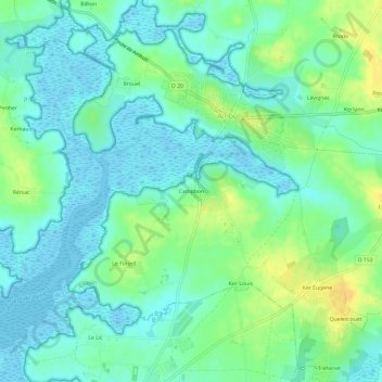 Mappa topografica Campbon, altitudine, rilievo