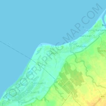 Mappa topografica Labac, altitudine, rilievo