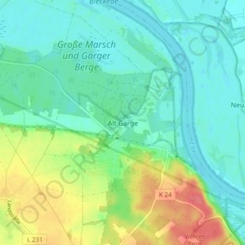 Mappa topografica Alt Garge, altitudine, rilievo