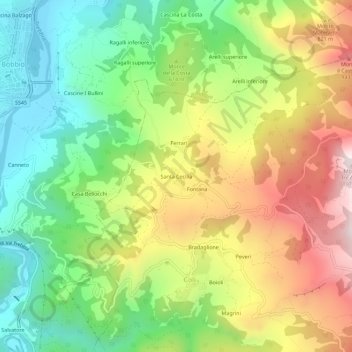 Mappa topografica Santa Cecilia, altitudine, rilievo