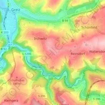 Mappa topografica Thalbach, altitudine, rilievo