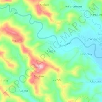 Mappa topografica Cagay, altitudine, rilievo