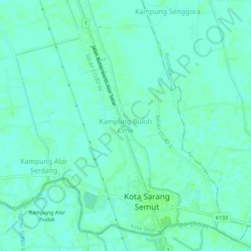 Mappa topografica Kampung Buloh Lima, altitudine, rilievo