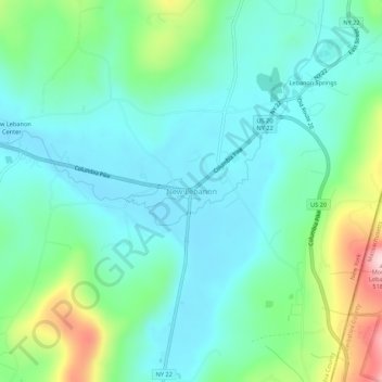 Mappa topografica New Lebanon, altitudine, rilievo