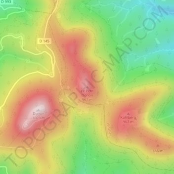 Mappa topografica Le Petit Donon, altitudine, rilievo