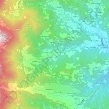 Mappa topografica Fecchiera, altitudine, rilievo