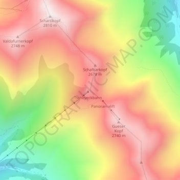 Mappa topografica Tscheyegg, altitudine, rilievo
