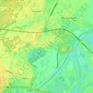 Mappa topografica Haelense Broek, altitudine, rilievo