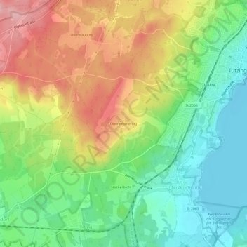 Mappa topografica Oberzeismering, altitudine, rilievo