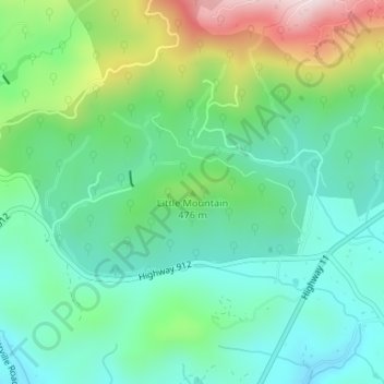Mappa topografica Little Mountain, altitudine, rilievo