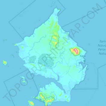 Mappa topografica Pulau Natuna Besar, altitudine, rilievo