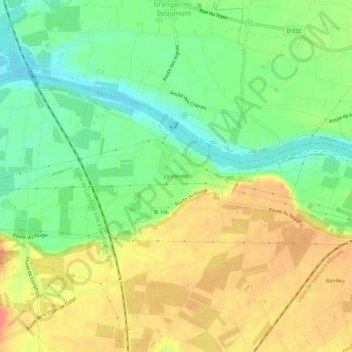Mappa topografica La Vanelle, altitudine, rilievo