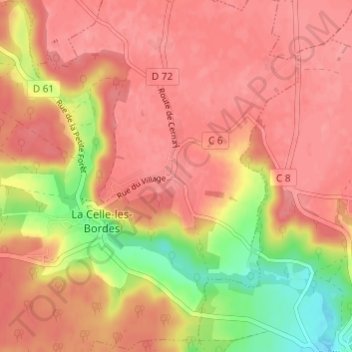 Mappa topografica Les Bordes, altitudine, rilievo