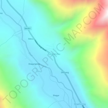 Mappa topografica Rantaksha, altitudine, rilievo