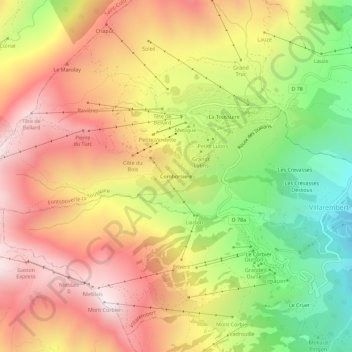 Mappa topografica Comborsiere, altitudine, rilievo