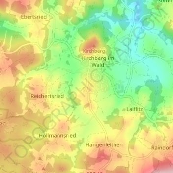 Mappa topografica Unterneumais, altitudine, rilievo