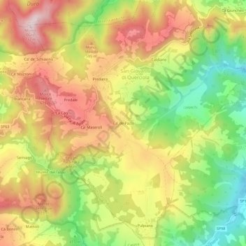 Mappa topografica Ca' de Pazzi, altitudine, rilievo