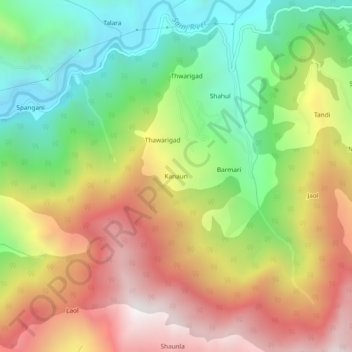Mappa topografica Kanaun, altitudine, rilievo