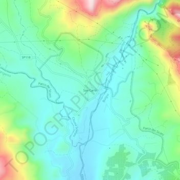 Mappa topografica San Carlo, altitudine, rilievo