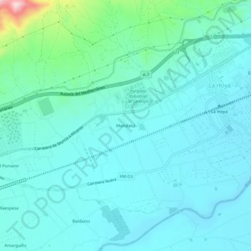 Mappa topografica Mendieta, altitudine, rilievo