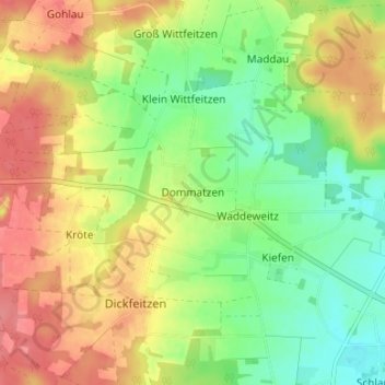 Mappa topografica Dommatzen, altitudine, rilievo