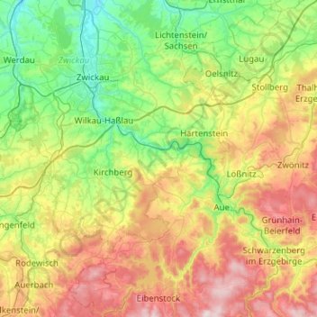 Mappa topografica Langenweißbach, altitudine, rilievo