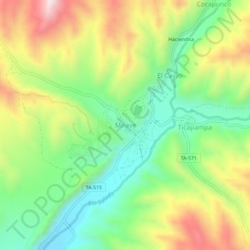 Mappa topografica Mirave, altitudine, rilievo