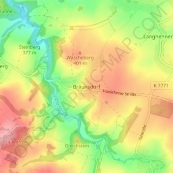 Mappa topografica Bräunsdorf, altitudine, rilievo