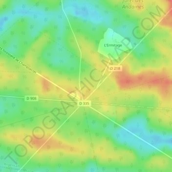 Mappa topografica Forêt des Andaines, altitudine, rilievo