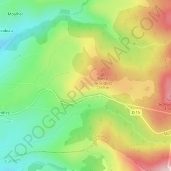 Mappa topografica Le Suquet, altitudine, rilievo