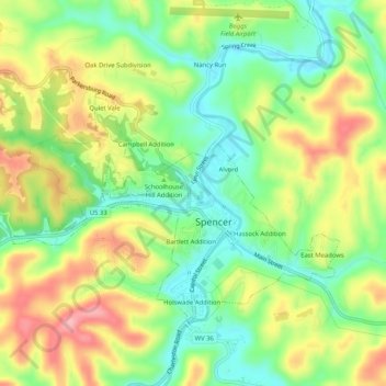 Mappa topografica Schilling Addition, altitudine, rilievo