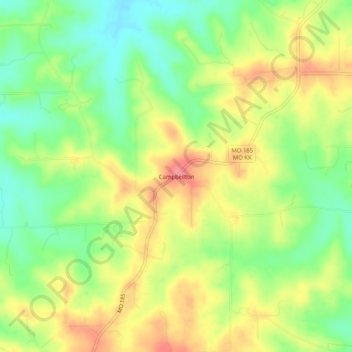 Mappa topografica Campbellton, altitudine, rilievo