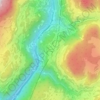 Mappa topografica San Osvaldo, altitudine, rilievo