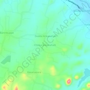 Mappa topografica Chikka Ankanahalli, altitudine, rilievo
