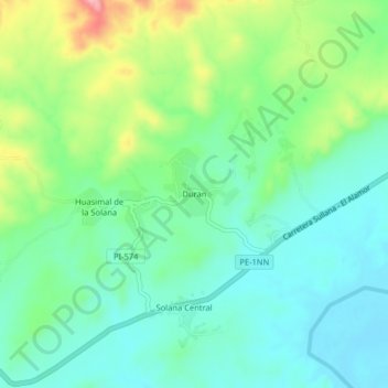 Mappa topografica Duran, altitudine, rilievo