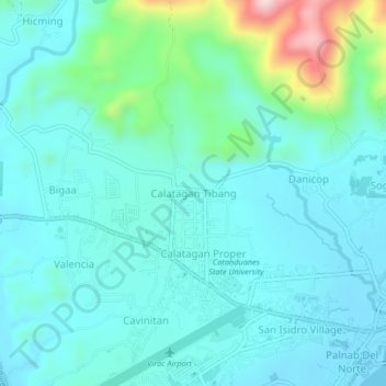 Mappa topografica Calatagan Tibang, altitudine, rilievo