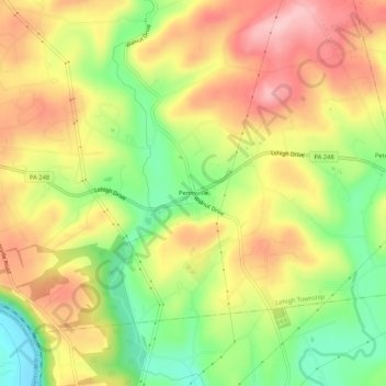 Mappa topografica Pennsville, altitudine, rilievo
