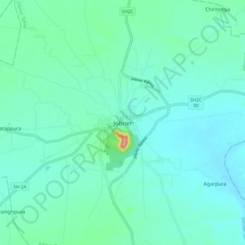 Mappa topografica Jobner, altitudine, rilievo