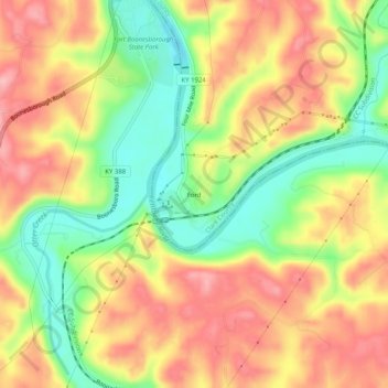 Mappa topografica Ford, altitudine, rilievo