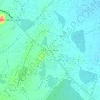 Mappa topografica Melakottaiyur, altitudine, rilievo